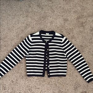 J Crew Striped Navy and White Women's Sweater